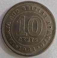 0090c - Malaje i Brytyjskie Borneo 10 centów, 1961
