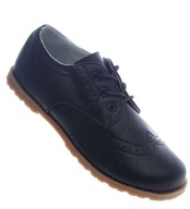 Topánky viazané Čierne papuče poltopánky chlapčenská obuv 13355