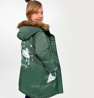 Płaszcz Kurtka Parka zimowa dla dziewczynki z kapturem ciepła kot 164 Endo