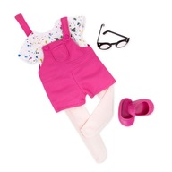 Oblečenie Bábiky 46 cm ružové záhradníčky, okuliare a topánky Our Generation