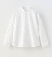 ZARA biała koszula chłopięca z tkaniny strukturalnej ze stójką 116/122