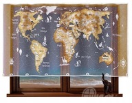 Mapa świata 210x120cm firana żakardwa (gotowa)