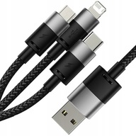 BASEUS MOCNY KABEL USB PRZEWÓD 3W1 DO IPHONE MICRO TYP-C USB-C 3.5A 120cm