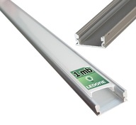 Hliníkový povrchový profil strieborný pre LED pásy 1m + mliečne tienidlo