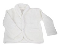 Detský sveter biely s náplasťou na lakte, šálový golier Veľkosť: 74