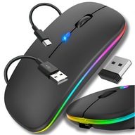 VEZETÉK NÉLKÜLI EGÉR CSENDES HÁTTÉRVILÁGÍTÁSÚ RGB KATTINTÁSMENTES BLUETOOTH LAPTOP