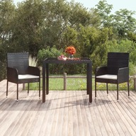 Záhradný stôl sklenená doska čierna 90x90x75 cm PE ratan