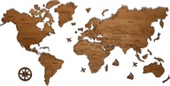 Drewniana mapa świata granice państ 120x60 4kolory