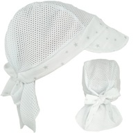 Biała czapka przeciw poceniu 50-54 chroni kark wiązana chustka z daszkiem