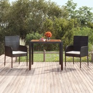 Záhradný stôl drevená doska čierna 90x90x75 cm PE ratan