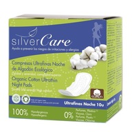 Silver Care ultracienkie podpaski na noc ze skrzydełkami bawełna 10sz Masmi