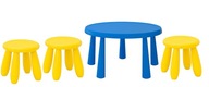 IKEA MAMMUT Stolík 85 cm + 3 detské stoličky