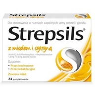 Strepsils miód + cytryna - 24 pastylki