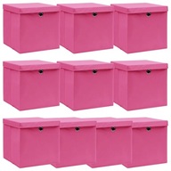 Krabice s viečkami 10 ks ružové 32x32x32 cm tkanina