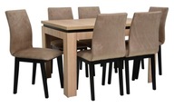 6x solidne krzesła beżowy VELVET i rozkładany stół SONOMA do salonu jadalni