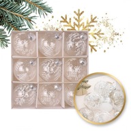 Karácsonyi gömb szett 9 db-os csomag fehér 8cm átmérő BSN4