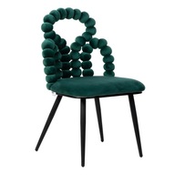 Jedálenská stolička BUBBLE BEAM velúrová zelená s čiernymi nohami 56,5x52x87 cm HOMLA