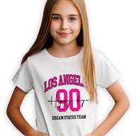 Detské biele tričko Darček pre milovníka USA LOS ANGELES Vzory - 134