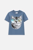 Chlapčenské tričko 128 Modré chlapčenské tričko s mačkou Coccodrillo WC4