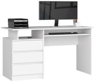 Písací stôl pod počítač CLP biely 135cm 3 zásuvky AKD