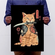 50x70 Obrázok plagát Japonský samuraj mačka film nalepený fantazijné nálepky