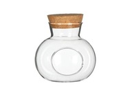 Ozdobná sklenená guľa nádoba s lesnou zátkou v pohári