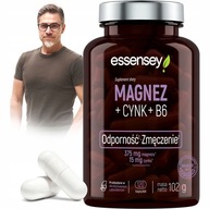 Essensey Magnez 100% + Cynk + B6 BIO Complex ZMB ZMA STRES 120 kapsułek