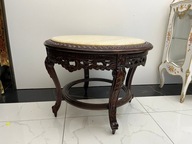 Hnedý okrúhly stôl- lavica- mramorová doska