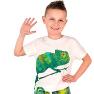 T-shirt chłopięcy Koszulka dziecięca Bawełna 140 Biały Kameleon Endo