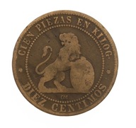 [M9124] Hiszpania 10 centimos 1870