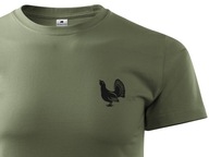 Myśliwska koszulka T-shirt khaki na polowanie mały nadruk GŁUSZEC