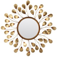 Nástenná dekorácia zlaté kovové zrkadlo listy