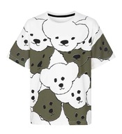 Luźny T-shirt premium w misie khaki dziecięcy dla dziewczynki 146