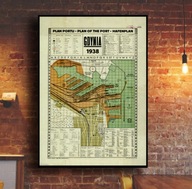 Stary plan Port Gdynia 1938r 70x50cm