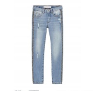 ZARA spodnie jeansy przetarcia lampasy cekinowe r 140