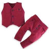 Komplet kamizelka i spodnie bordowy zestaw dla niemowlaka 80