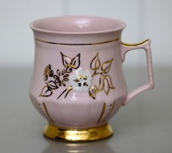 Kubek Różowa porcelana H&C Chodov lata 70-te Bohemia
