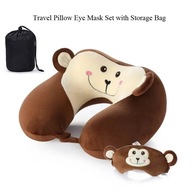 1 set Travel Neck Pillow and Eye Mask Set U Shaped Office Flight