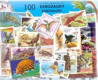 Zestaw 100 znaczków pocztowych - DINOZAURY