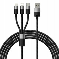 BASEUS Kabel USB 3w1 StarSpeed, USB-C + micro USB + Lightning, 3,5A, 1.2m