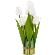 bukiet tulipanów białych 28cm stojący jak żywe silikonowe piankowe tulipan