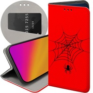 Flipové puzdro Hello Case pre GOOGLE PIXEL 7 PRO Flipové puzdro Kabura červená Hallooween pavúky