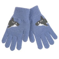 Modrá so žralokom - Detské rukavice 16 cm - Päťplošné - MORAJ
