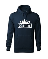 Detská mikina s kapucňou D298 FORTNITE HRA POČÍTAČ tmavo modrá veľ. 146