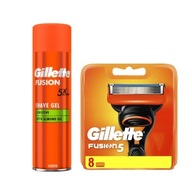 Gillette Fusion ostrza wkłady 8 szt + Fusion5 Żel do golenia 200 ml