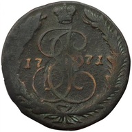 Rosja, 5 kopiejek Katarzyna II, 1771 EM, stan 4