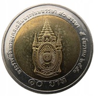 TAJLANDIA 10 BAHT 2007 80 UR KRÓLA BIMETAL UNC