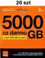 20 x Starter Orange Free 5000 GB INTERNET / 200 GB NA START HURT
