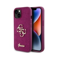 Guess Glitter Script Big 4G - Puzdro iPhone 15 (fialová)