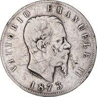 Moneta, Włochy, Vittorio Emanuele II, 5 Lire, 1873